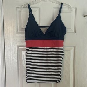 Merona Navy and Red Striped Tankini Top